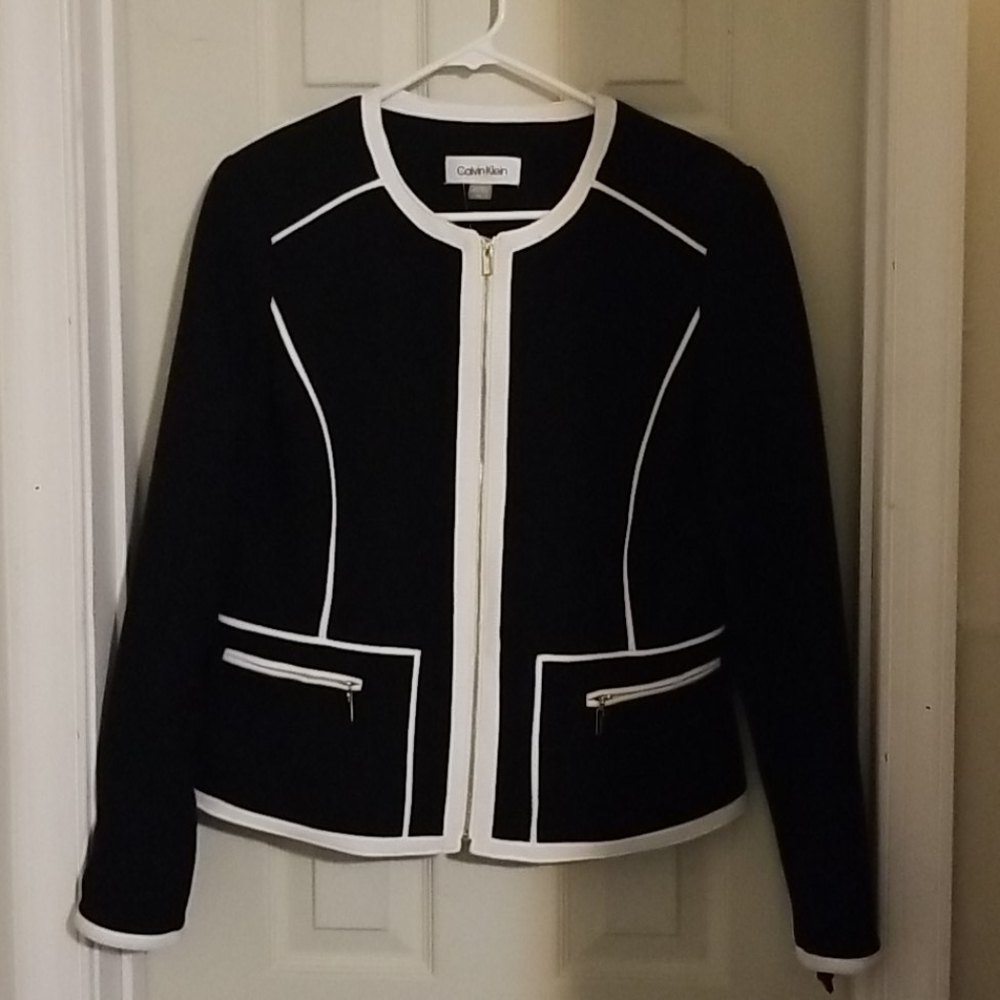 Black blazer style jacket with white